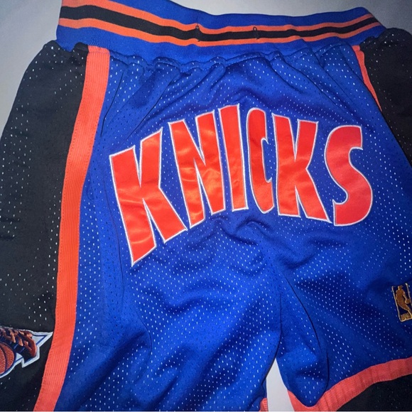 Men’s New York Knicks Blue Throwback Just Don Retro NBA Basketball Shorts Large - Picture 3 of 8
